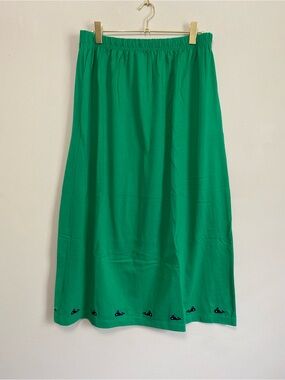 Quacker Factory Skirt 1X Embroidery Maxi/Midi Quirky Teacher Preppy Nautical